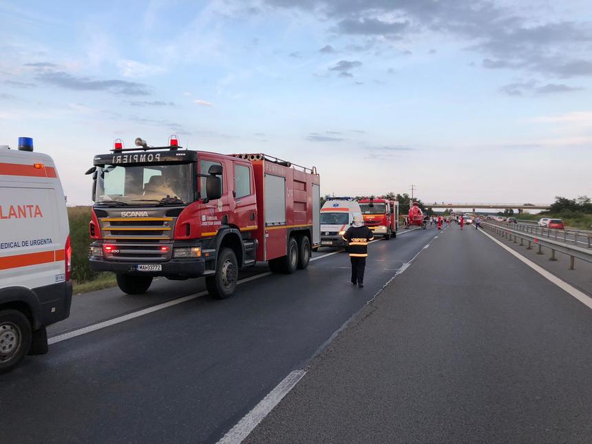 Giurgiu: Şase persoane, rănite într-un accident pe autostrada Bucureşti – Piteşti. FOTO