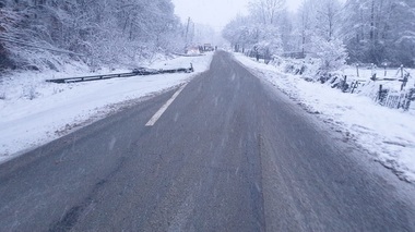 Trafic perturbat pe DN 67 Râmnicu Vâlcea – Târgu Jiu din cauza unor stâlpi şi a unui copac căzuţi pe carosabil - FOTO