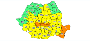 Ploi însemnate cantitativ, instabilitate atmosferică temporar accentuată până miercuri la ora 10:00, în cea mai mare parte a ţării / Cod portocaliu de ploi abundente în Dobrogea şi local în zona Carpaţilor Meridionali - HARTA