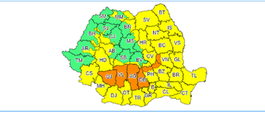 ANM - Cod galben de instabilitate atmosferică temporar accentuată în cea mai mare parte a ţării. În 7 judeţe sunt anunţate vijelii şi grindină - HARTA