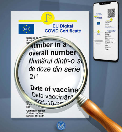 STS: Au fost implementate noile marcaje pe certificatele digitale UE COVID / 10,5 milioane de certificate, generate prin intermediul platformei oficiale, până în decembrie