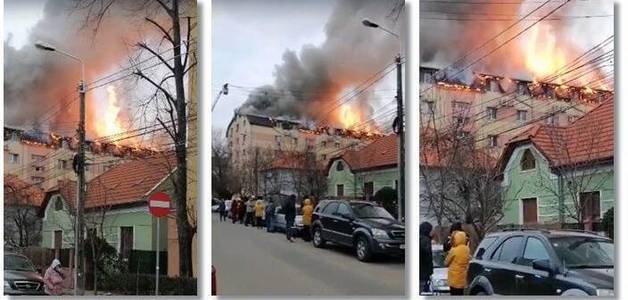 UPDATE - Timişoara - Incendiu la mansarda unui bloc. Zeci de oameni au fost evacuaţi - FOTO, VIDEO