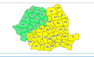 Cea mai mare parte a ţării, inclusiv Capitala, sub avertizare de vânt şi instabilitate atmosferică până la ora 21:00 / În Bucureşti sunt anunţate 34 de grade