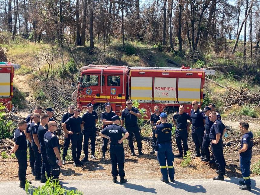 Pompierii români care au plecat în Grecia au participat la deschiderea programului pilot de pre-poziţionare în vederea stingerii incendiilor de pădure/ Modulul poate fi alocat la intervenţii - FOTO, VIDEO