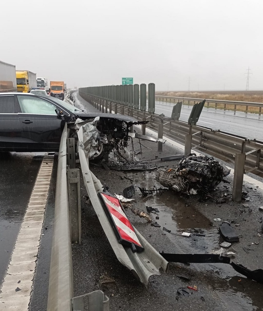 Două accidente rutiere pe autostrada A1, în judeţul Arad/ O persoană a fost rănită şi transportată la spital - FOTO

