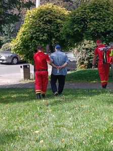 UPDATE - Un copac s-a prăbuşit peste un bărbat care stătea pe o bancă în parcul Esplanadei din Slatina / El a fost dus la spital pentru o evaluare medicală / Escoriaţii şi dureri toracice/ Poliţiştii au deschis dosar penal - FOTO / VIDEO