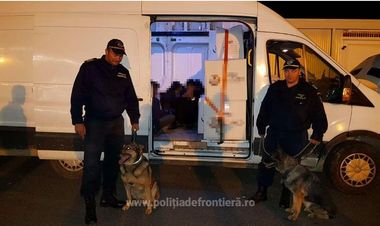 Arad: 17 migranţi, prinşi în timp ce încercau să treacă ilegal graniţa spre Ungaria într-un microbuz care transporta măşti chirurgicale/ Un altul a fost găsit ascuns într-o autoutilitară
