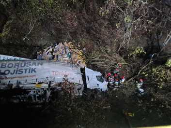 UPDATE - Mehedinţi: Un TIR a căzut de pe un viaduct, de la 50 de metri / Şoferul a decedat /  Precizările poliţiştilor - FOTO
