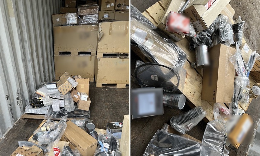 Zeci de mii de piese şi accesorii auto, suspectibile a fi contrafăcute, găsite într-un container în Portul Constanţa / Valoarea acestora depăşeşte 300.000 de lei 