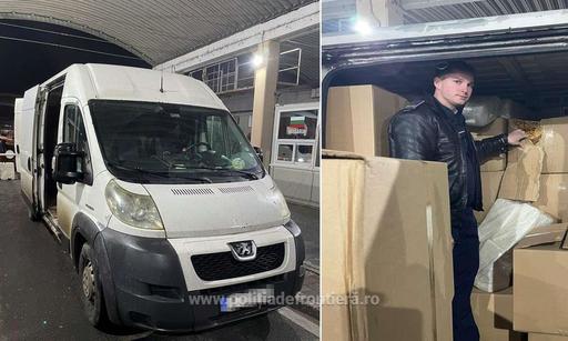 Giurgiu: Aproape o tonă de tutun neprelucrat, găsită ascunsă într-un microbuz