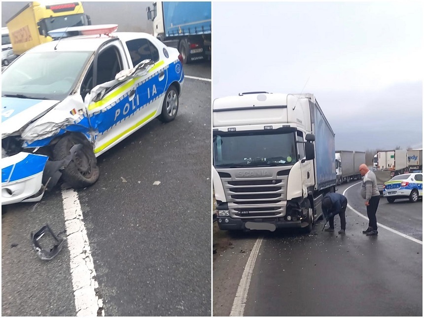 Caraş-Severin: Autospecială de Poliţie implicată într-un accident rutier/ Circulaţia a fost oprită pe DN6
