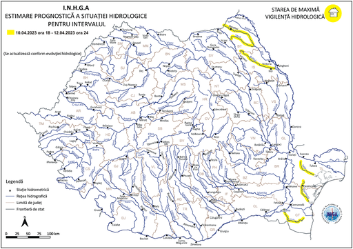 Hidrologii anunţă risc de producere a viiturilor în judeţele Botoşani, Iaşi, Tulca şi Constanţa, în următoarele două zile - HARTA
