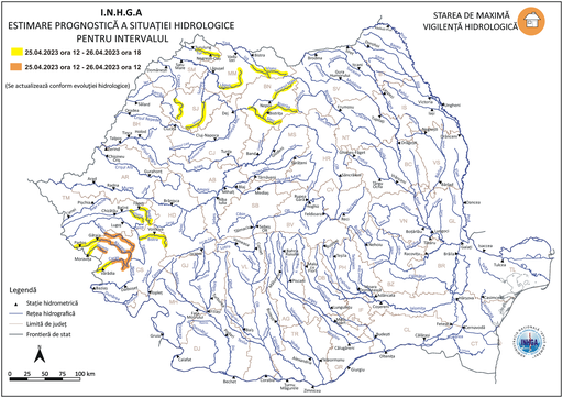 Hidrologii anunţă risc de inundaţii pe râuri din 7 judeţe până miercuri seară / A fost instituit cod portocaliu

