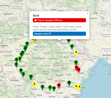 Camioanele aşteaptă 500 de minute pentru ieşirea din ţară la Siret / Pentru intrarea în ţară, cea mai aglomerată este Vama Negru Vodă, unde se stă 480 de minute / Traficul autoturismelor prin punctele de trecere a frontierei este destul de lejer

