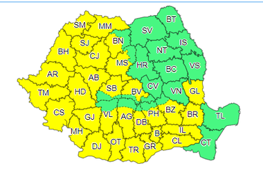 Meteorologii anunţă cod galben de caniculă şi pentru sâmbătă, în cea mai mare parte a ţării / Temperaturile se vor situa între 33 şi 37 de grade / În a doua parte a zilei vremea va deveni instabilă

