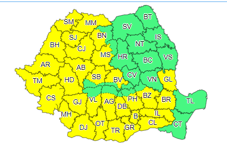 Cod galben de caniculă în cea mai mare parte a ţării / Temperaturile se vor situa între 33 şi 37 de grade / În a doua parte a zilei vremea va deveni instabilă

