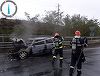 Hunedoara: O maşină a luat foc la ieşirea de pe autostrada A1 - FOTO

