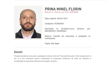 UPDATE - Minel Prina, fostul primar din Slatina urmărit internaţional întrucât este condamnat la patru ani şi jumătate de închisoare pentru trafic de influenţă şi complicitate la spălare de bani, adus în ţară/ Reacţia ministrului Justiţiei