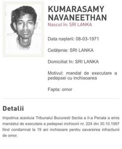Bărbat din Sri Lanka, urmărit internaţional după o crimă comisă la Bucureşti, în 1991, prins în Germania / El a fost condamnat la 19 ani de închisoare / Victima, ucisă într-un apartament, a fost înfăşurată într-un covor, iar trupul aruncat în Lacul Morii