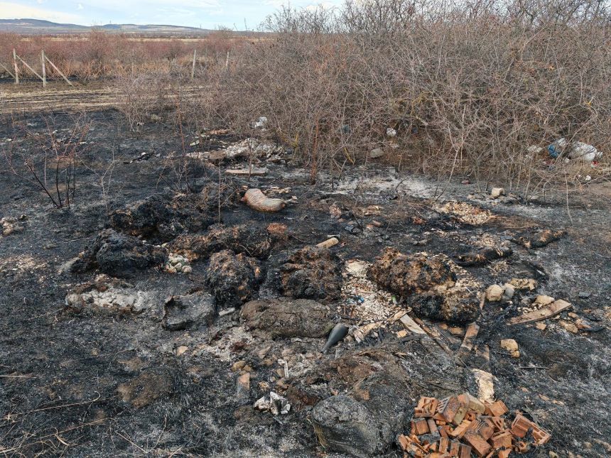 Buzău - Incendiul din zona comunei Năeni a fost stins. Aproximativ 200 de hectare de vegetaţie uscată au fost afectate - FOTO