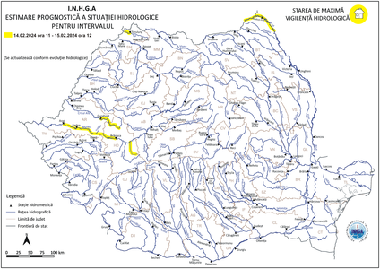 Hidrologii anunţă cod galben de inundaţii pe râuri din patru judeţe, până joi