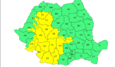 Cod galben de instabilitate atmosferică, până la ora 23.00, în mai multe zone din ţară / Cantităţile de apă vor depăşi 40 de litri pe metru pătrat / Vremea în Bucureşti - HARTA
