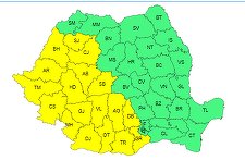 Cod galben de furtuni, în Oltenia, Banat, Crişana, vestul Transilvaniei şi al Munteniei / Vremea în Bucureşti