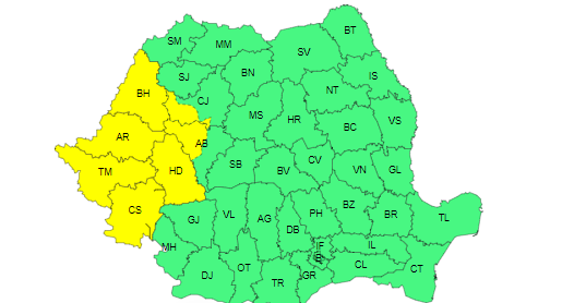 Cod galben de furtuni în 7 judeţe din Banat, Crişana şi vestul Transilvaniei / Meteorologii anunţă cantităţi însemnate de precipitaţii / Vremea în Bucureşti

