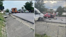 Bacău - Un mort şi patru răniţi în urma unui accident în care au fost implicate două autoutilitare şi un autoturism, produs pe pe DN 2 Adjud-Bacău. Traficul rutier a fost blocat - FOTO