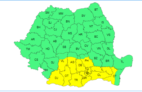 Cod galben de caniculă şi disconfort termic, luni şi marţi, în mai multe judeţe ale ţării / Vremea va continua să se încălzească, nopţile fiind tropicale / Val de căldură intens şi de lungă durată

