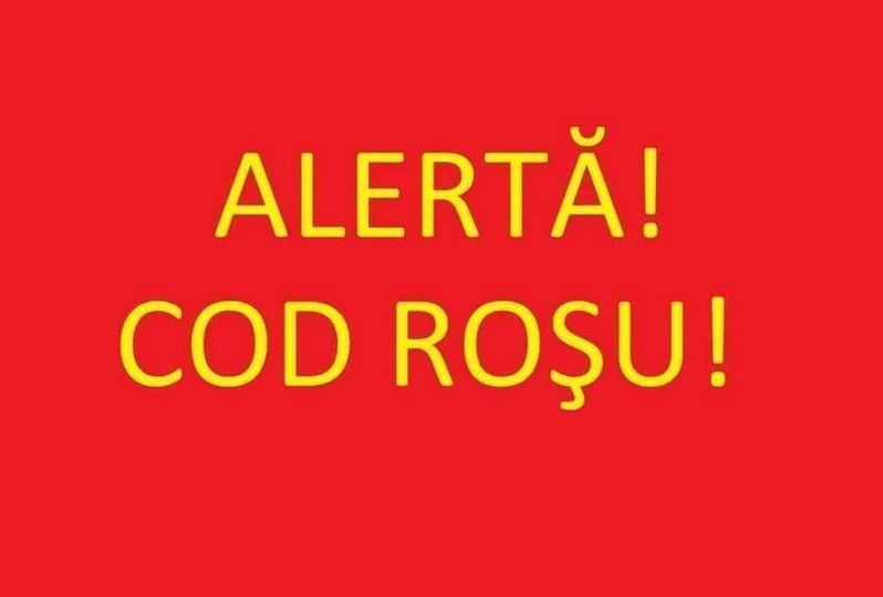 ISU Suceava: ANM a emis o avertizare Cod Roşu, cu grindină de dimensiuni mari, frecvente descărcari electrice şi vijelie puternică cu rafale de peste 80...90 km/h, pentru mai multe zone din judeţ