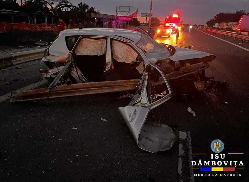 Dâmboviţa: Un şofer beat şi posibil drogat a intrat cu maşina în parapetul de pe autostrada A1