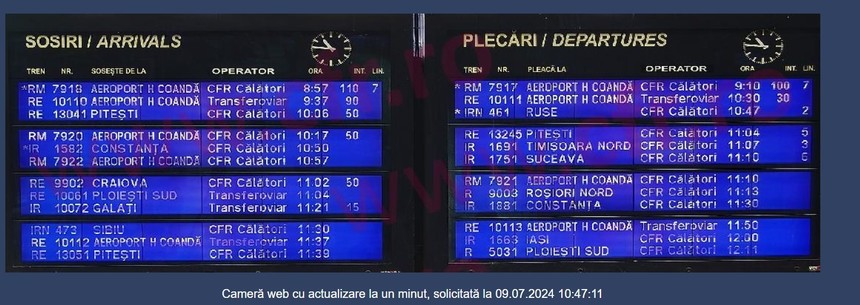 UPDATE - Circulaţie perturbată pe relaţia Bucureşti Nord – Aeroport Henri Coandă. Trenurile vor înregistra întârzieri cuprinde între 30 – 90 de minute / Defecţiunea a fost remediată. Circulaţia se desfăşoară normal

