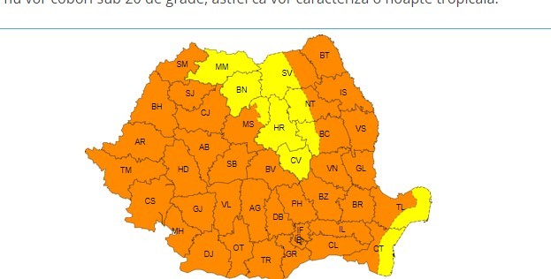 Cod portocaliu de caniculă în aproape toată ţara / Temperaturi între 36 şi 39 de grade / Disconfortul termic va fi accentuat