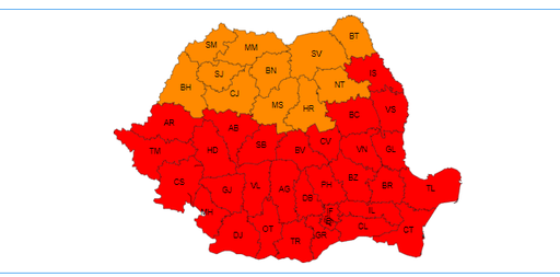 Cod roşu de caniculă – Numărul judeţelor vizate a fost restrâns, dar temperaturile continuă să fie extrem de ridicate / Se aşteaptă 37-42 de grade / Pe litoral vor fi 33-36 de grade / În a doua parte a săptămânii valul de căldură va slăbi în intensitate