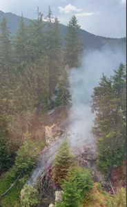 Incendiu de fond forestier în Munţii Făgăraş, stins după două zile/ Peste 50 de pompieri militari au intervenit, cărând apa cu rucsacuri speciale/ Elicopterul Black Hawk cu dispozitivul Bambi Bucket a desfăşurat mai multe misiuni - FOTO, VIDEO