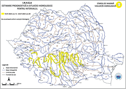 Hidrologii au emis avertizare cod galben pentru râuri din 13 judeţe