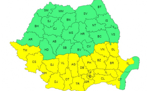 Nou val de caniculă în România – Cod galben, joi, în jumătate de ţară şi în Bucureşti / Temperaturi de 36 de grade / Vineri, zonele afectate de caniculă se extind