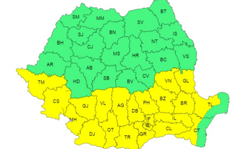 Cod galben de caniculă, în 21 de judeţe şi în Bucureşti / Temperaturi de 36 de grade / Vineri, zonele afectate de caniculă se extind