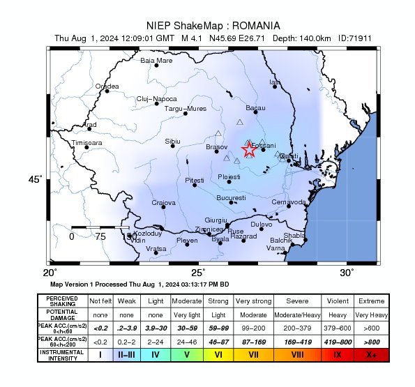 Cutremur de 4,1, în Zona Seismică Vrancea