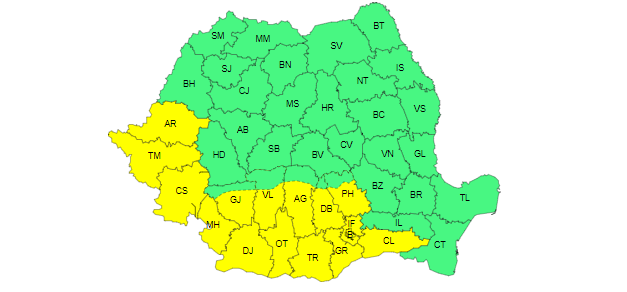 Capitala şi 15 judeţe, sub cod galben de caniculă / Temperaturile ajung la 38 de grade / Valul de căldură va persista în sud-vest şi în sud şi în zilele următoare