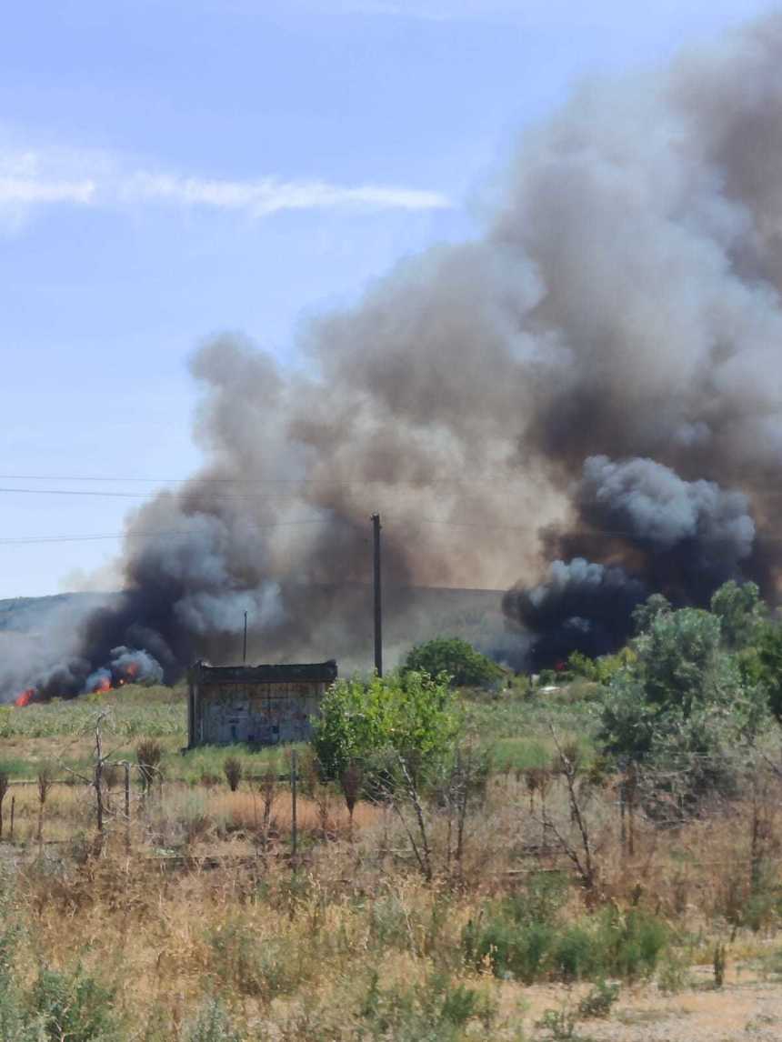 Incendiu violent, cu degajări mari de fum, în extravilanul municipiului Bârlad. Pompierii din ture libere, chemaţi să intervină - VIDEO
