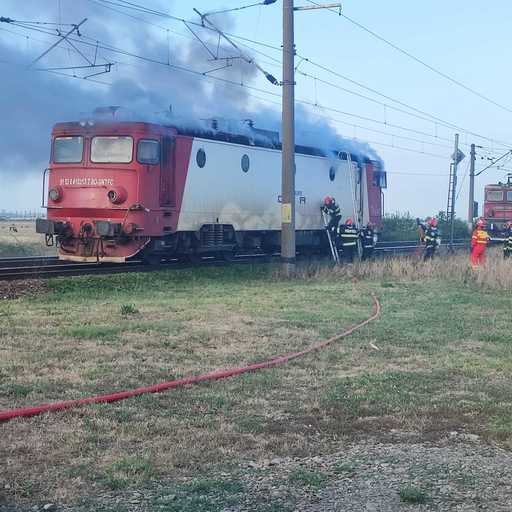 UPDATE - Prahova: Incendiu la locomotiva unui tren de călători în halta Tomşani/ Nu sunt victime/ Cinci trenuri, afectate de întreruperea alimentării cu electricitate, pentru a se putea interveni/ Traficul feroviar, reluat - VIDEO