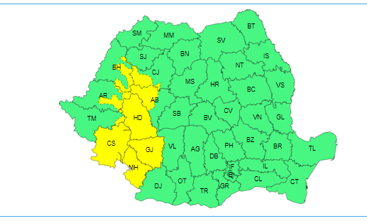 Ploi însemnate cantitativ în majoritatea zonelor ţării, până joi / În unele zone a fost emis cod galben, cantitatea de precipitaţii urmând a depăşi 40 de litri pe metru pătrat - HARTA

