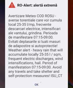 UPDATE - Constanţa: Locuinţe şi străzi inundate în urma unei ploi torenţiale / Mesaje Ro-Alert pentru avertizarea populaţiei după emiterea unui cod portocaliu şi a unuia roşu de precipitaţii / Pe mai multe drumuri din judeţ se circulă cu dificultate
