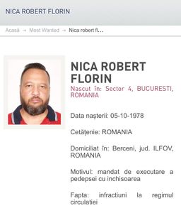 Bărbat urmărit internaţional şi inclus în categoria Most Wanted a Poliţiei Române, prins/ El are două condamnări la închisoare, pentru infracţiuni rutiere şi pentru deţinere de droguri de mare risc