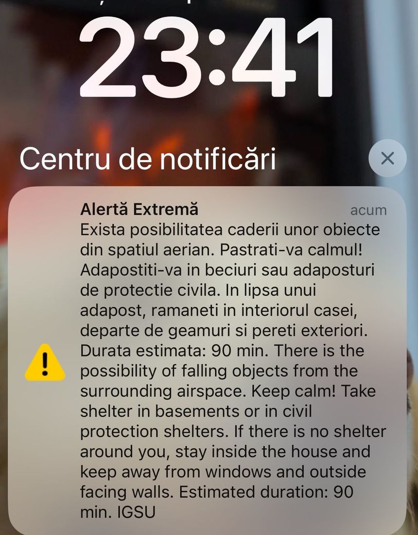 MApN - Grupuri de drone care se îndreptau către spaţiul aerian al Ucrainei, detectate deasupra Mării Negre. A fost instituită alertă aeriană în zona de nord a judeţului Tulcea. Două aeronave F-16, ridicate de la Baza 86 Aeriană Borcea