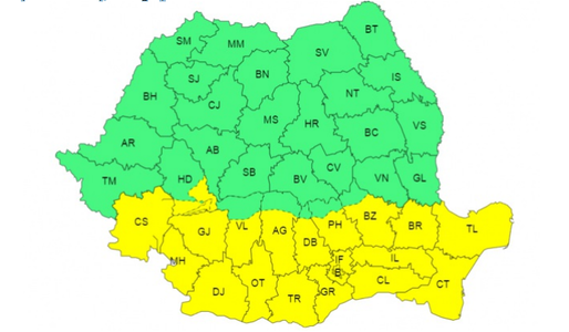 Cod galben de viscol, până duminică seară, în vestul Carpaţilor Meridionali şi Munţii Banatului