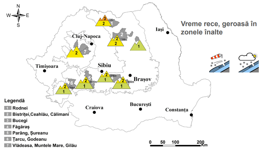 Risc însemnat de producere a avalanşelor în Munţii Rodnei - Se pot produce avalanşe de dimensiuni mici şi medii, ce vor angrena mai ales stratul recent depus / Până luni seară, vremea va fi rece, geroasă la altitudini mari în întreaga zonă montană

