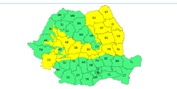 Avertizările de vreme rea, prelungite de meteorologi până marţi – Se anunţă instabilitate atmosferică, cantităţi de apă însemnate, intensificări ale vântului, precipitaţii mixte şi răcire